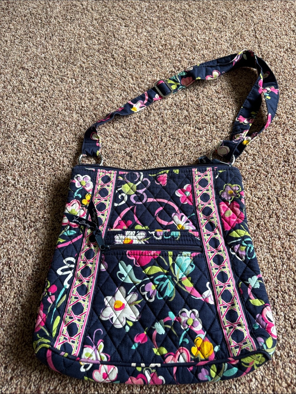 Vera Bradley Navy Quilted Floral Shoulder Crossbody
